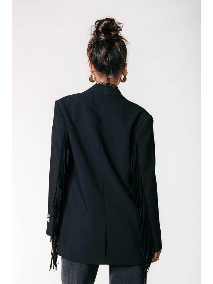Jesra Fringe Blazer | Black for wholesale on Faire2