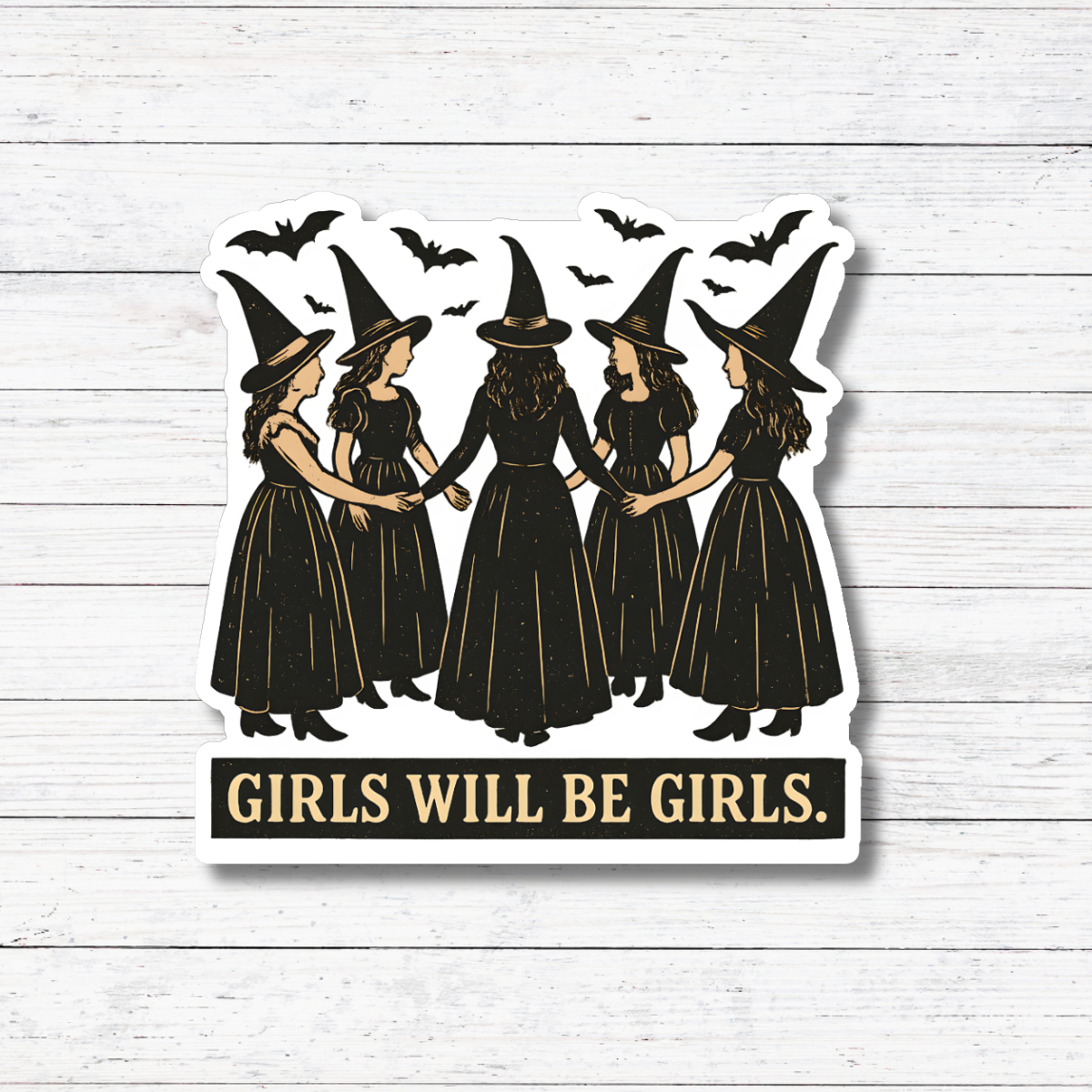 Oily Graphic Creations - Vente Autocollant - Seront des filles - Autocollant/Magnet rétro d'Halloween1