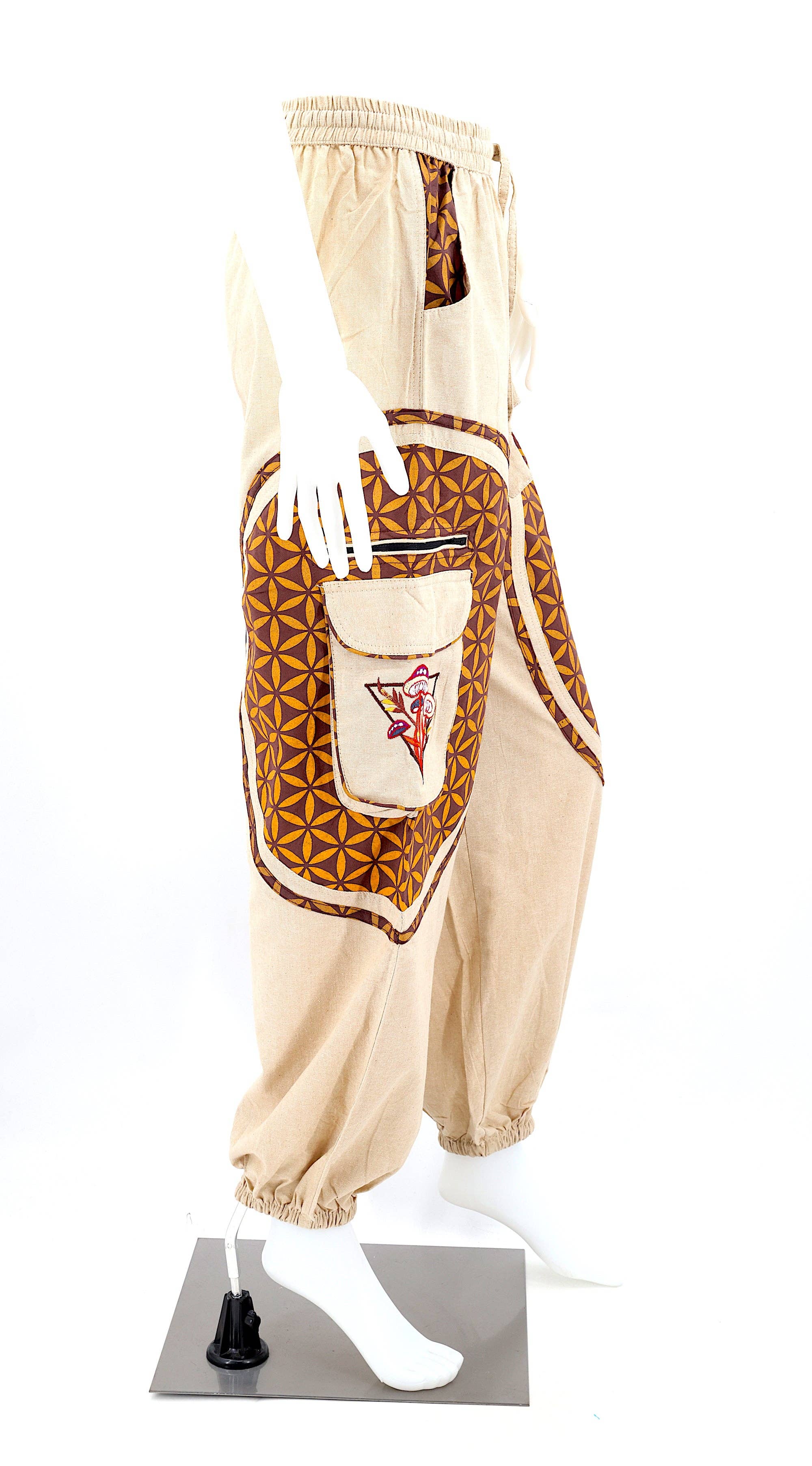 Himalaya Handmade - Wholesale Pants - Women's - Cotton Hippie Handmade Harem Mushroom Embroidered Bohemian Pants36