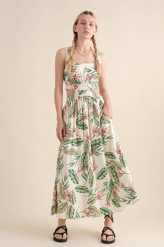 ILLA ILLA - Vente Robe – femme - Robe longue à découpes imprimé tropical1