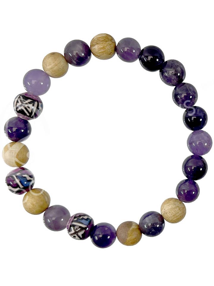 (PC)BRACCIALE - PALO SANTO E AMETISTA (8-8,5 MM) 7,15-7. per la vendita all'ingrosso da parte di Oceanic Linkways Inc