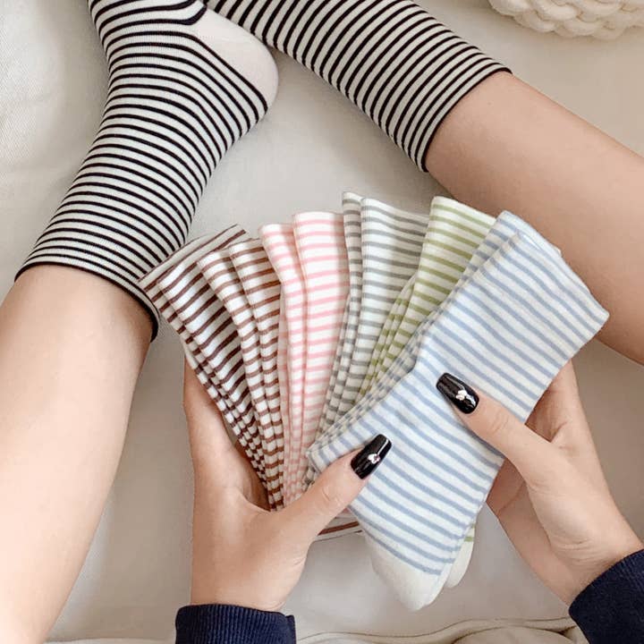 Funkyrel® Atzbranding Limited - Wholesale Socks - Women's - Rufia - Colorful Striped Mid-Calf Socks