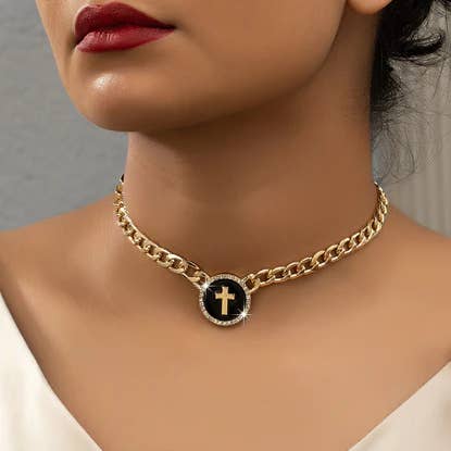 Enkel stil kors legering emaljplätering halsband grossist för wholesale av Gooddiy