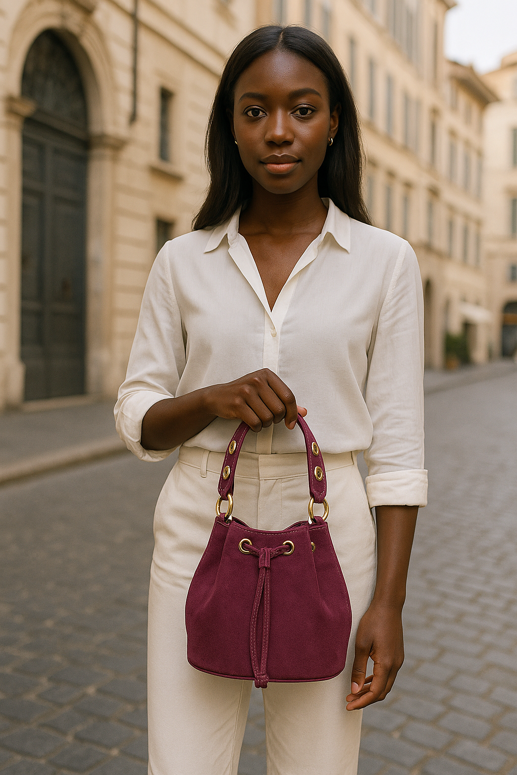 ITALIAN'S LEATHER – Großhandel Schultertasche – Damen – Arlecchino Beuteltasche aus Wildleder 22062916