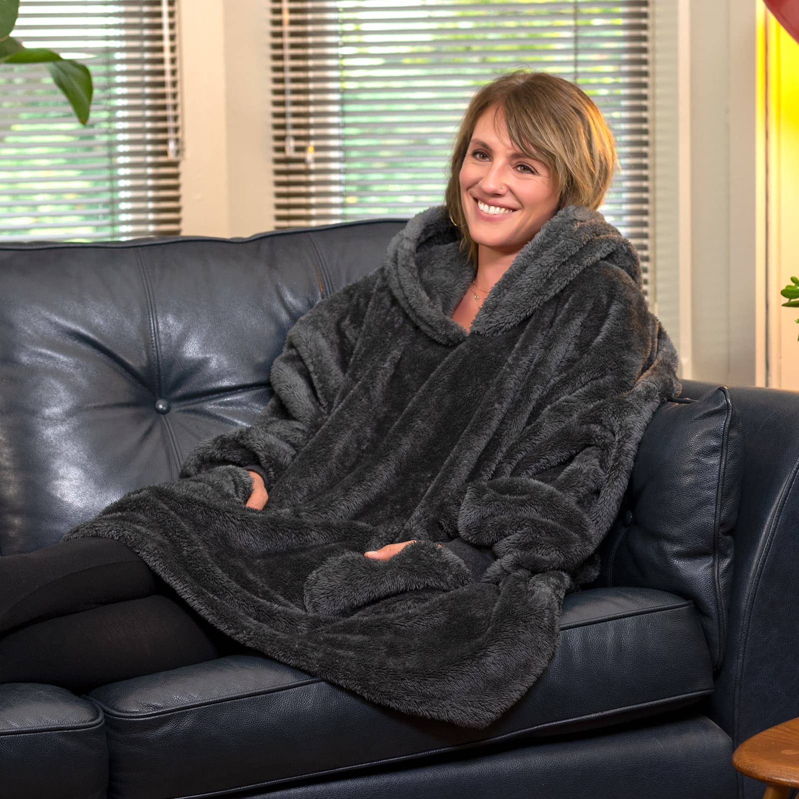 Wholesale Gifts Tomorrow - Wholesale Throw Blanket - Snug Rug Hoodie Wearable Oversized Hooded Blanket Slate Grey4