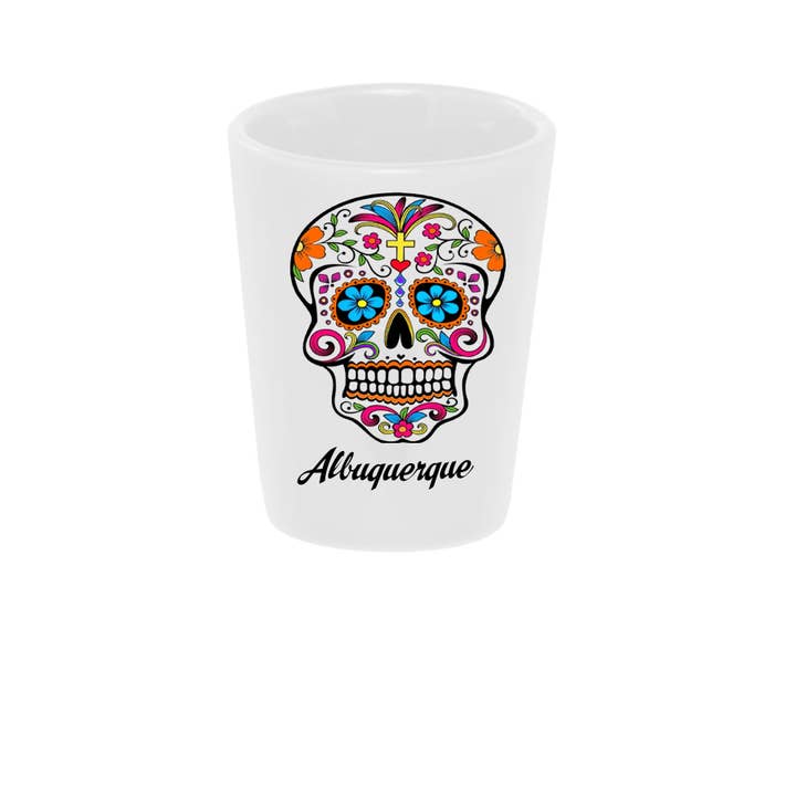 Bronze Baboon - Wholesale Shot Glass - Sugar Skull Shot Glass 1.5oz  Day of the Dead