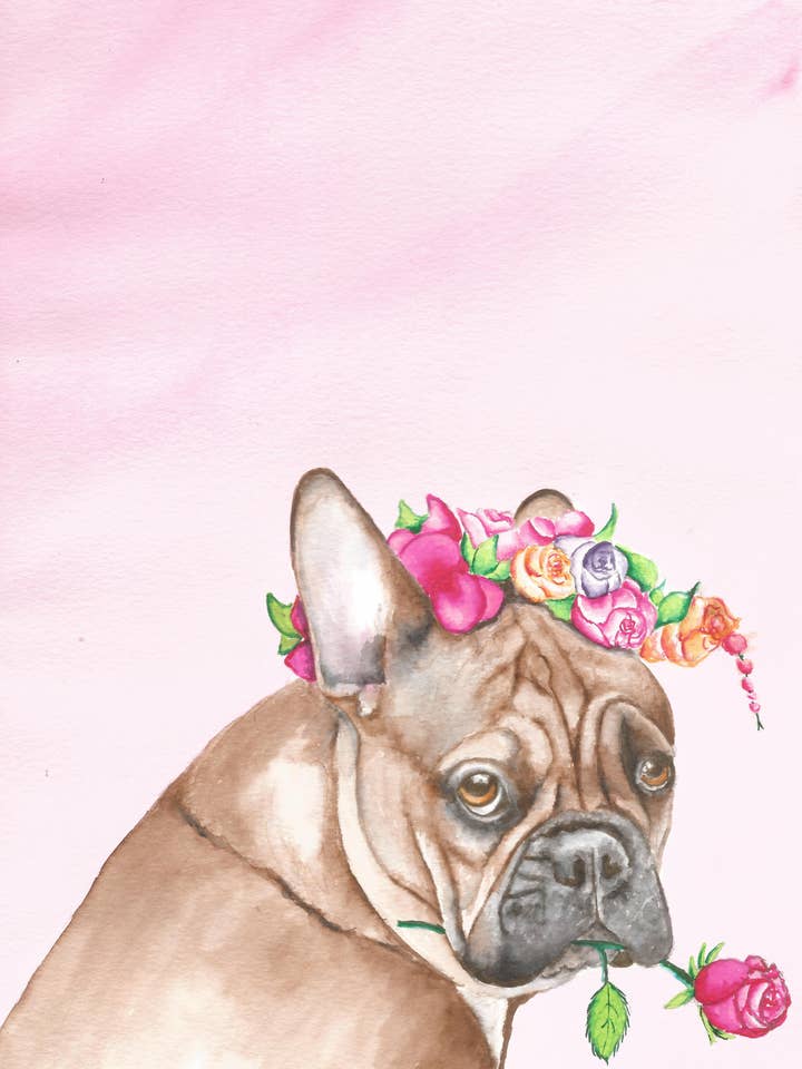 Frenchie Dog Flowers for wholesale by Laughing Corgi Press