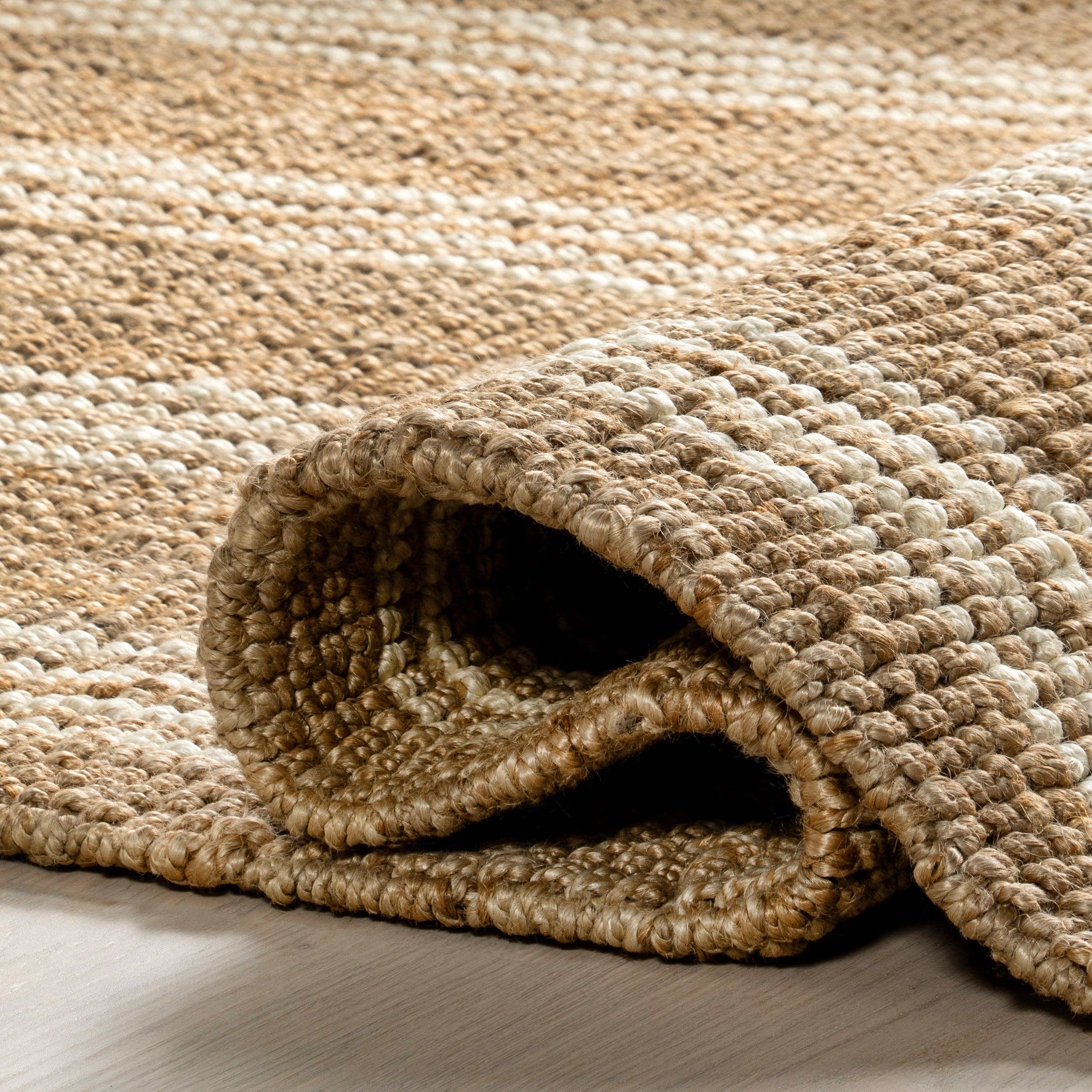 Naturel Tapis de zone en jute rayé Hanna en vente sur Faire2
