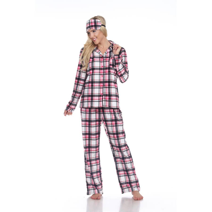 Womens Ladies Plush Fleece PJ Pajama Pants 80142P, Green Plaid, Size XL