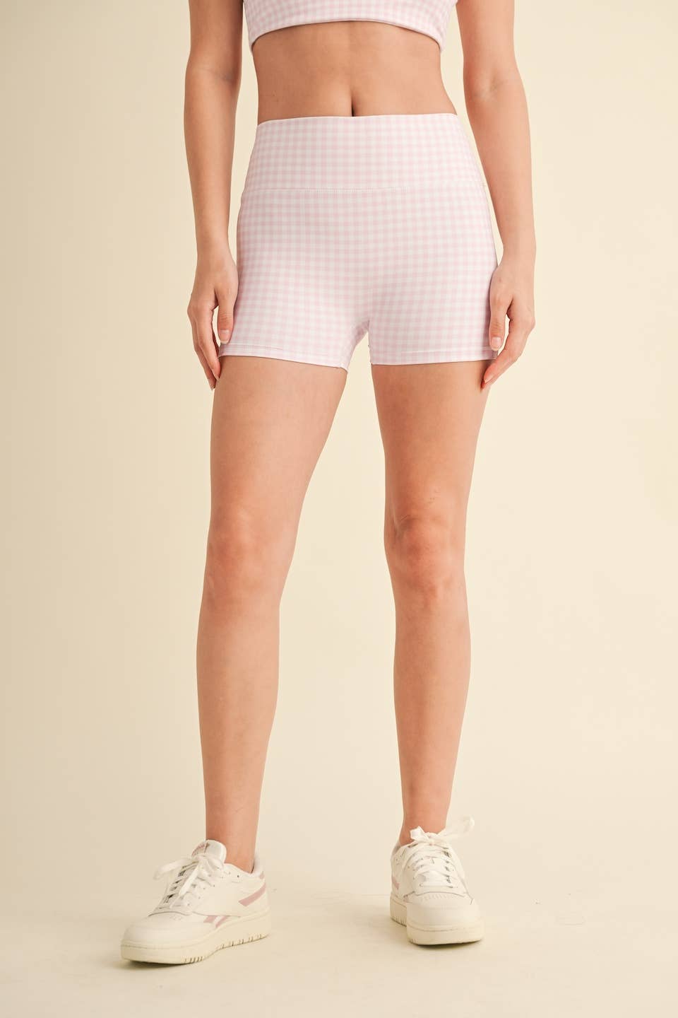 KIMBERLY C – wholesale Athletic shorts – Women's – Gingham Print Mid-Rise Mini Shorts1