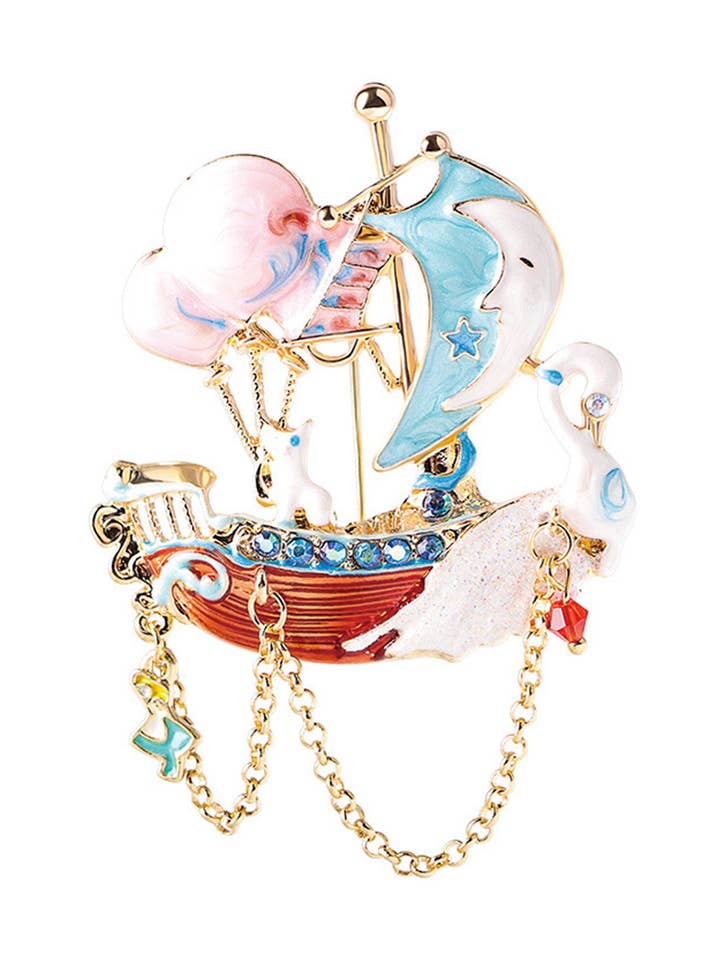 Zeilboot Kristal Legering Broche PA4569 voor wholesale door Ole