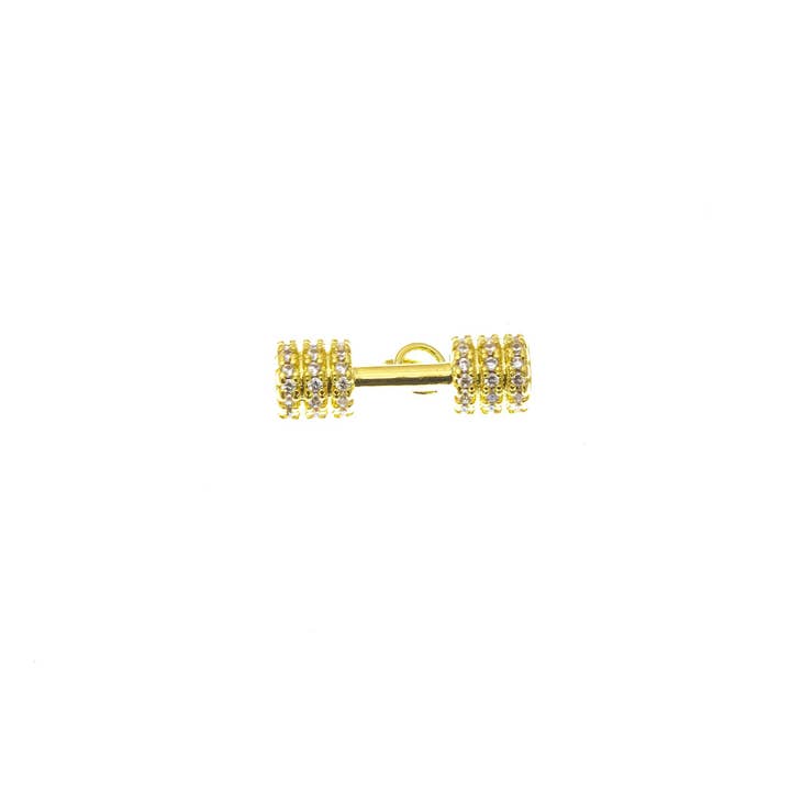 Jewel Pledge - Wholesale Individual Charm/Pendant - 18k Gold CZ Dumbbell Barbell Workout Gym Charms1