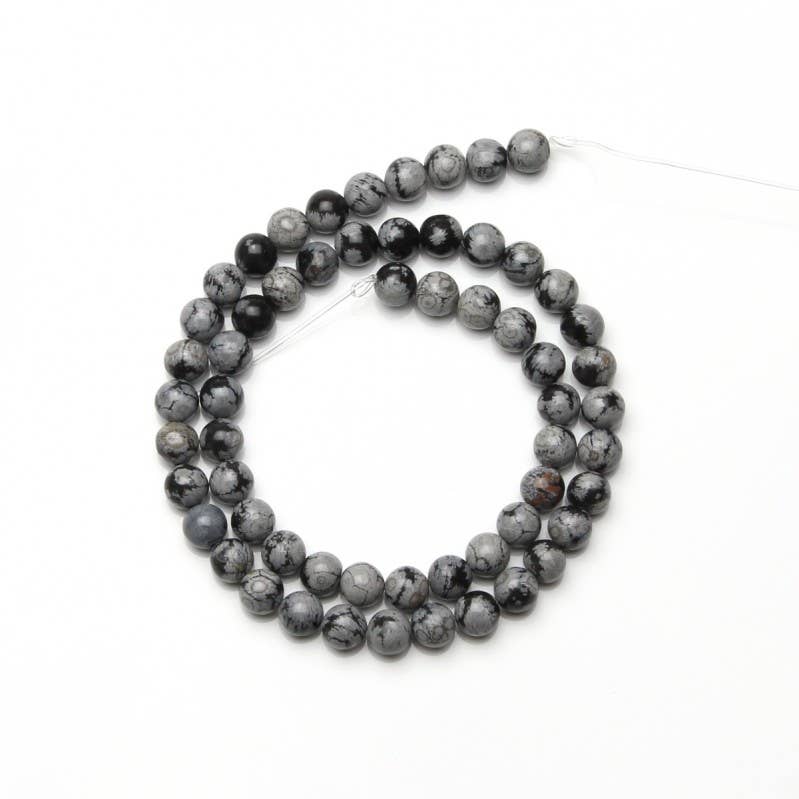 UniArt - Wholesale Craft Supplies - Snowflake obsidian round beads1