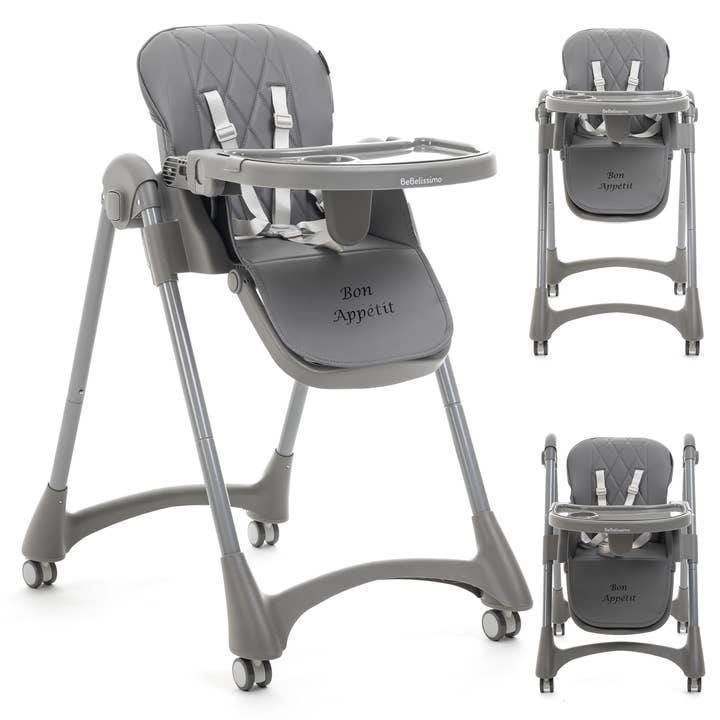 Bebelissimo - Seggiolone evolutivo per bambini - Pieghevole - Compatto - Regolabile in altezza - Da 6 mesi a 3 anni (15kg) - grigio scuro - Buon Appetito per la vendita all'ingrosso da parte di Bebelissimo J'aime