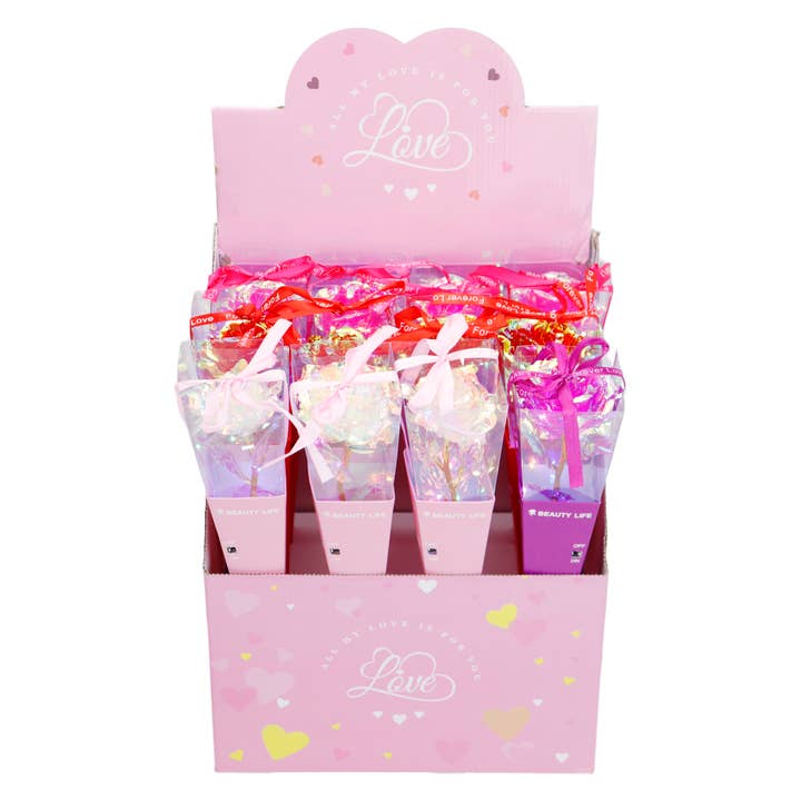 Cap Zone - Wholesale Artificial Flowers - Holographic LED Artificial Galaxy Rose Gift Box