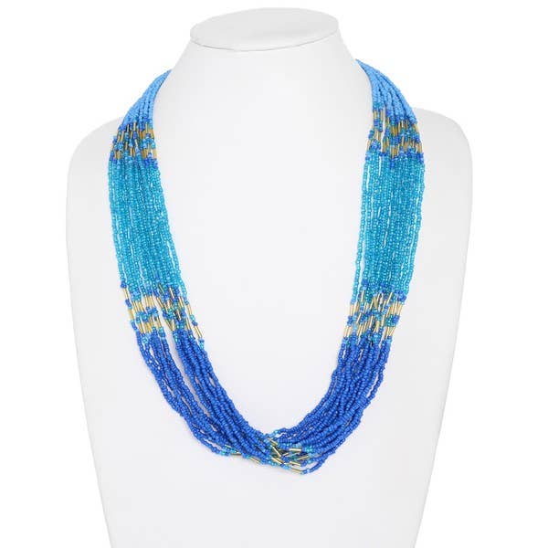 anbfashion - Wholesale Beaded/Pearl Necklace - NATIVE AMERICAN OMBRE MULTI STRAND BEADED NECKLACE 24