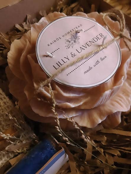 French Clay Beeswax Large Flower Candle for wholesale by Kairós Homestead