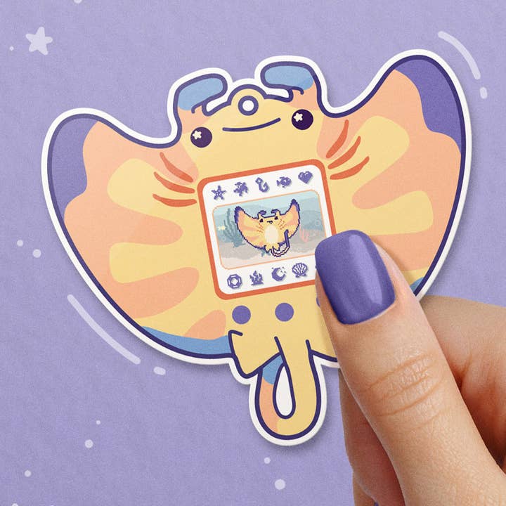 Manta Ray Tamagotchi Vinyl-Aufkleber für den Großhandel von Byte Size Treasure