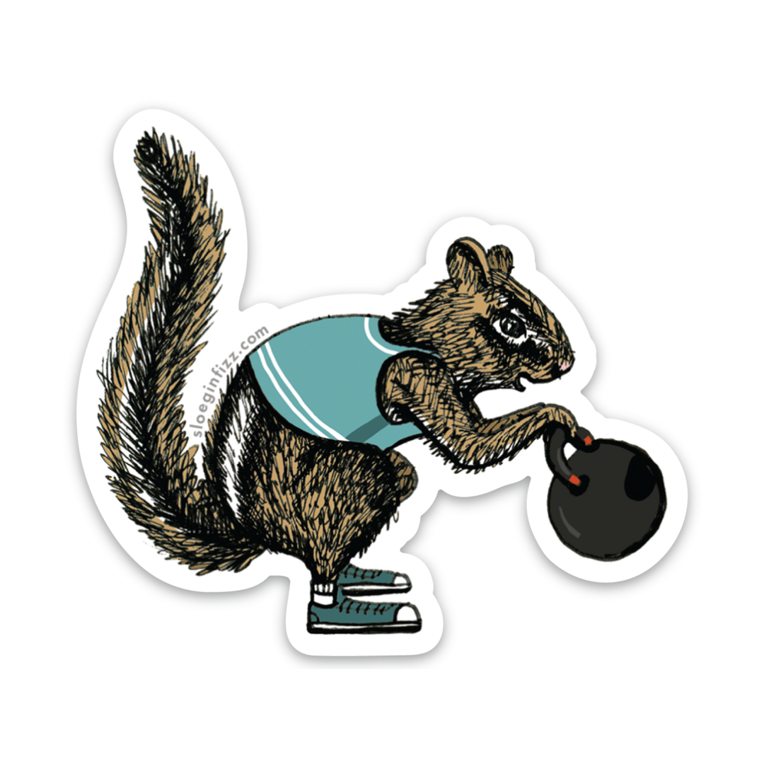 Sloe Gin Fizz - Wholesale Sticker - Chipmunk with a Kettlebell Sticker0