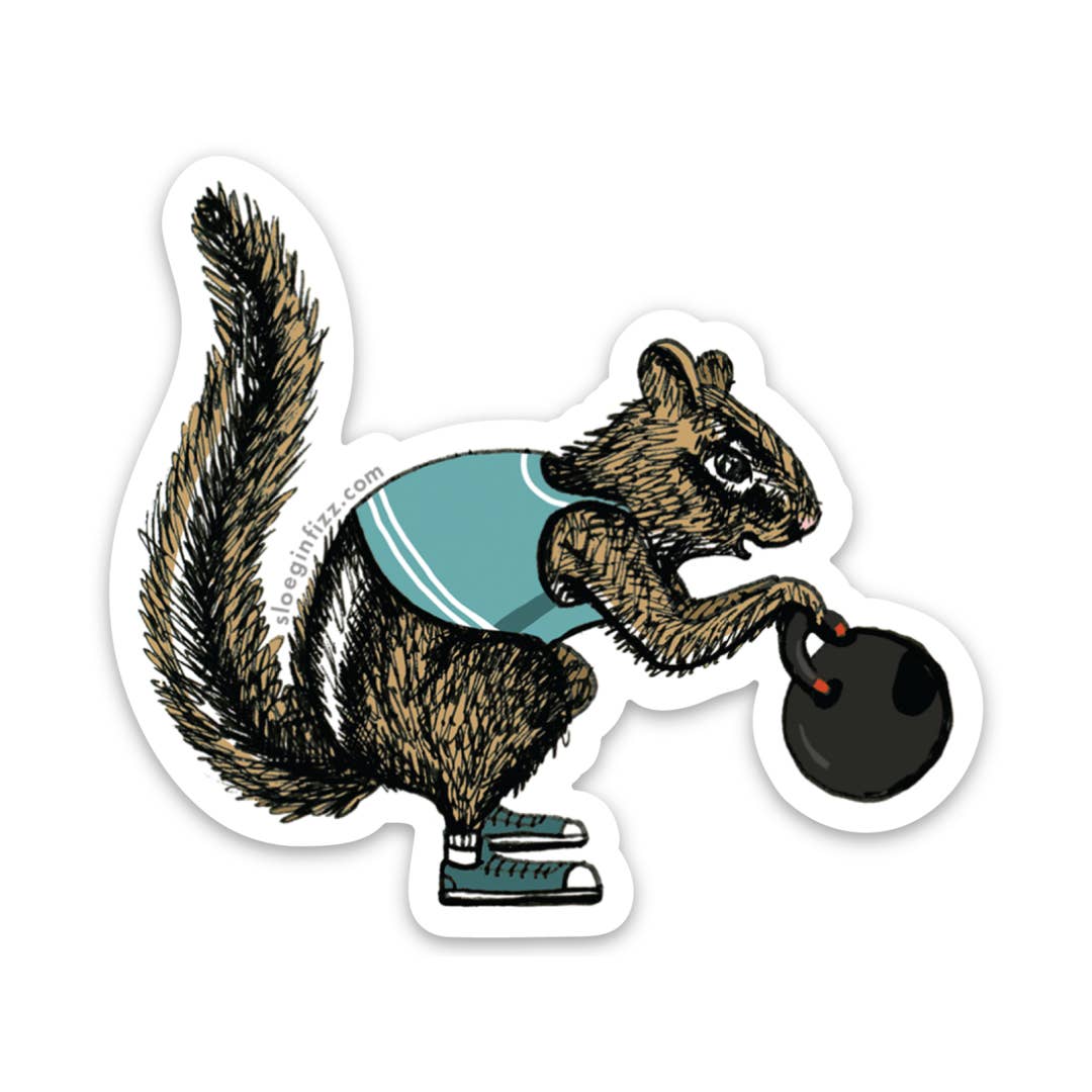 Sloe Gin Fizz - Wholesale Sticker - Chipmunk with a Kettlebell Sticker