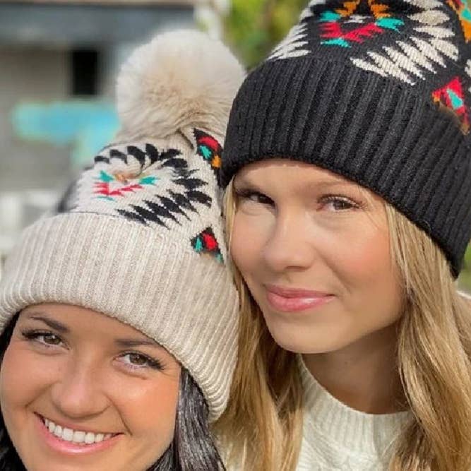 Aztec Knitting Pompom Western Beanie Hat MOQ 3PCs ZZKF305 and other Purchase Wholesale cc bean. Free Returns & Net 60 Terms on Faire trending on Faire.