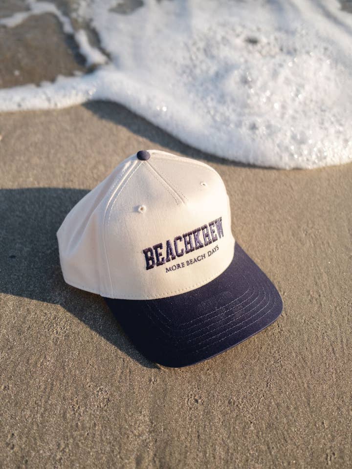 BEACHKREW VARSITY SIGNATURE HAT - NATURAL / NAVY for wholesale by Beach Krew
