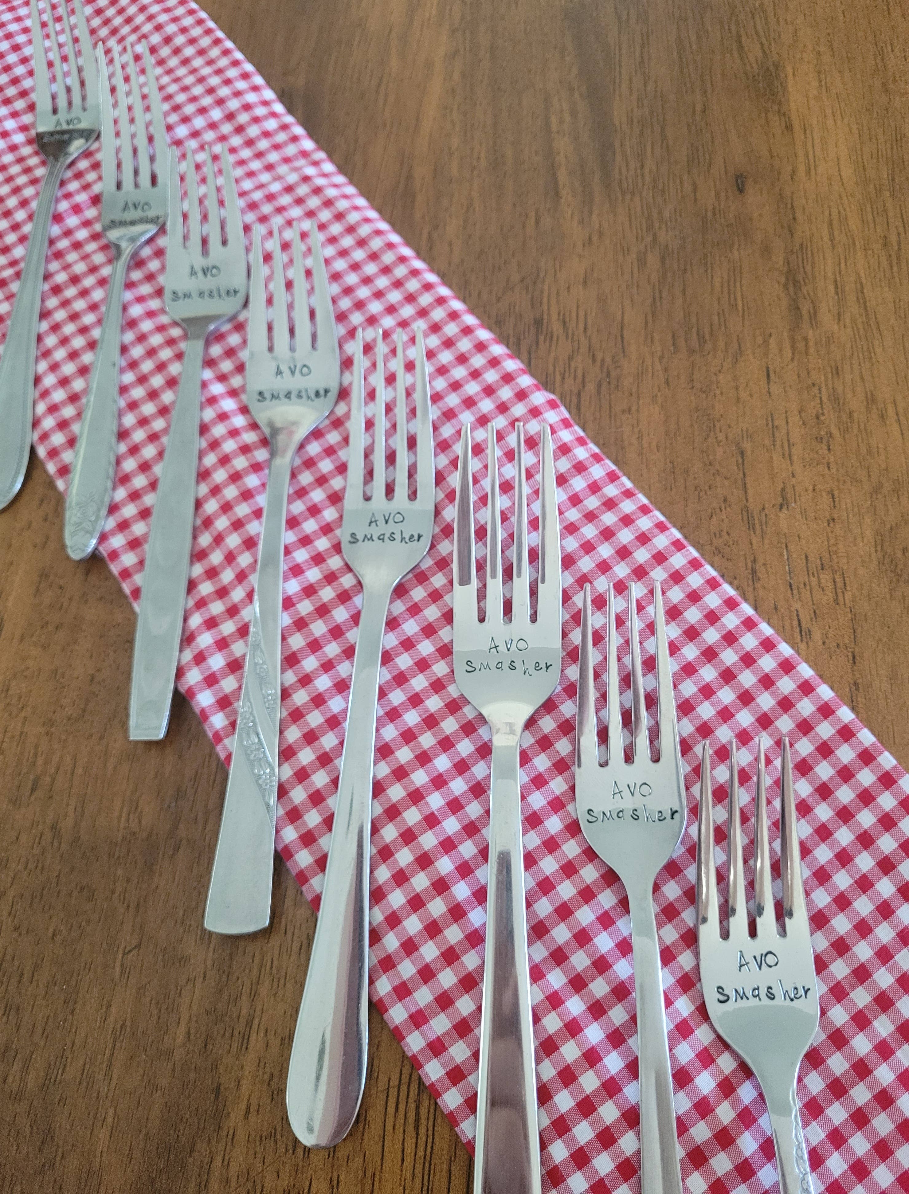 Samantha's Studio - Vente Fourchette - Fourchette "AVO Smasher" Quote Cutlery, couverts vintage estampillés1