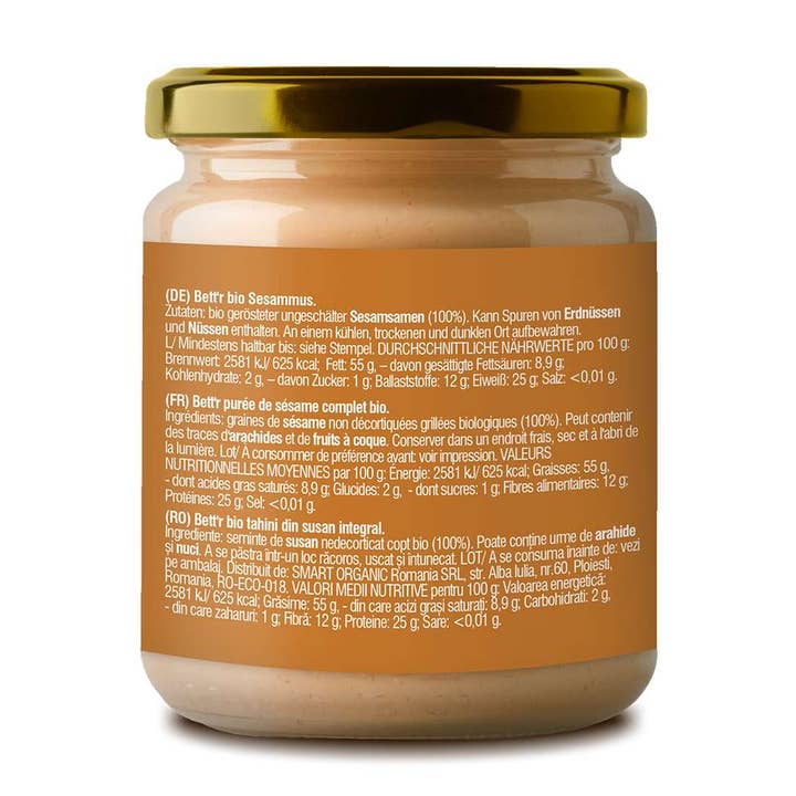 Smart Organic - Wholesale Nut Butter - Whole Sesame Tahini, Bio, Bett’r, 250g2