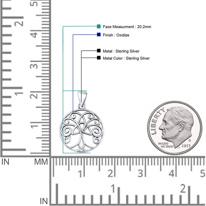 Blue Apple Imports - Wholesale Individual Charm/Pendant - Tree Of Life Pendant Oxidized Trinity 925 Sterling Silver Wholesale1