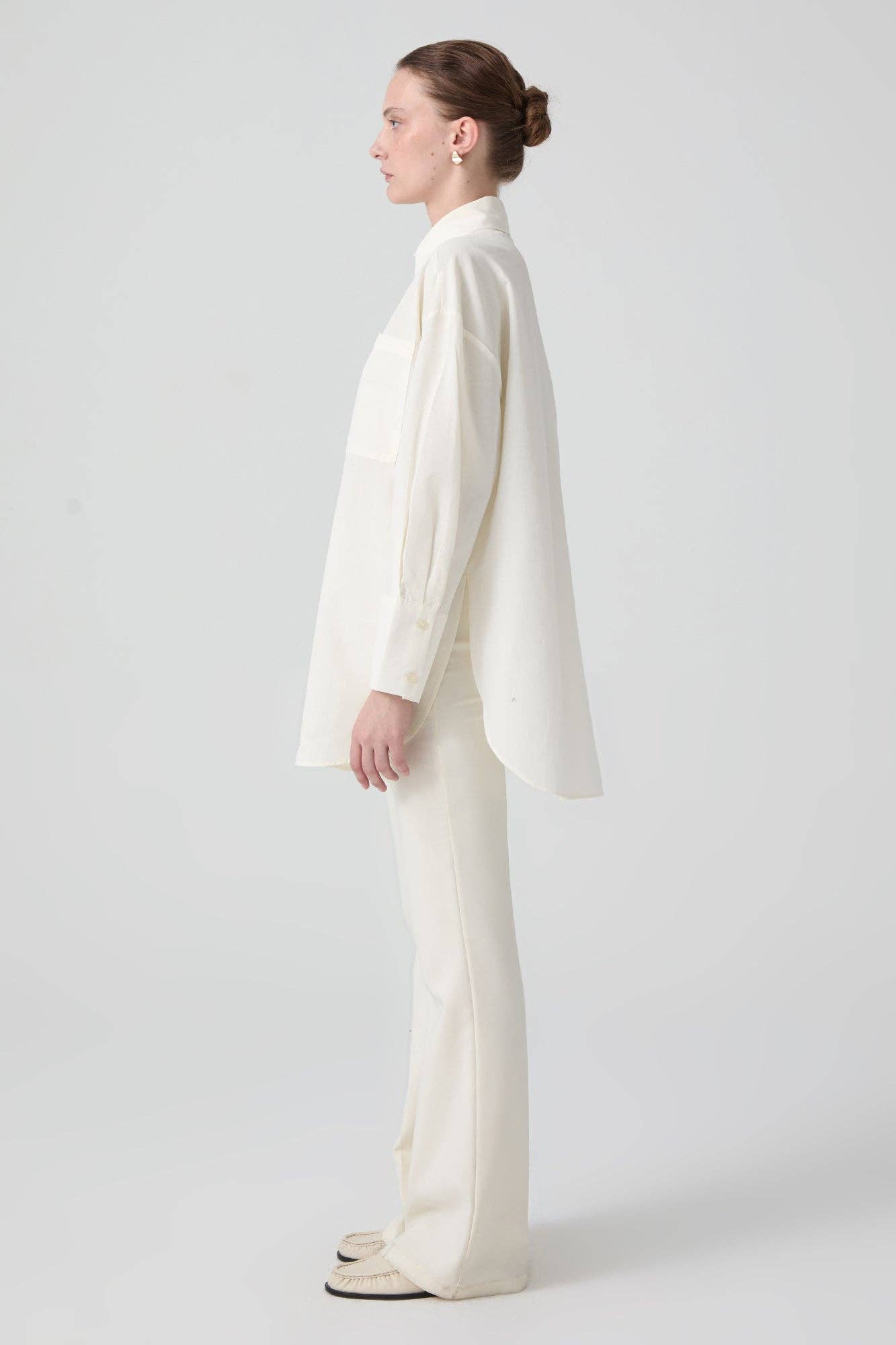 Cream RELAXED FIT BUTTON-DOWN POPLIN SHIRT - COTTON BLEND for wholesale on Faire3