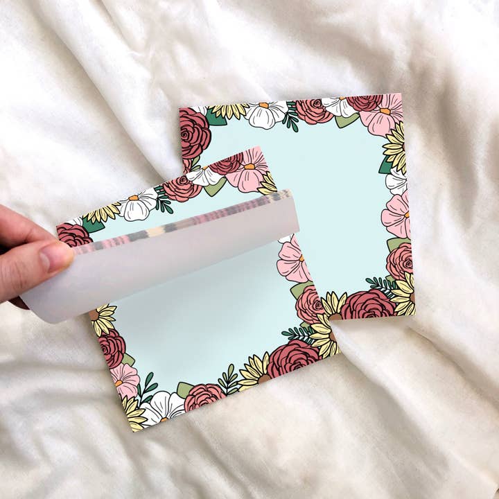 5x5 Large Blue Floral Pattern Notepad for wholesale by The Grey Palette