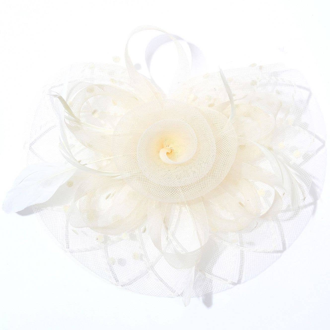 Diacly - Wholesale Fascinator Hat - Women's - Bold Polka Dot Mesh Flowers Top Flappy Fascinator 013