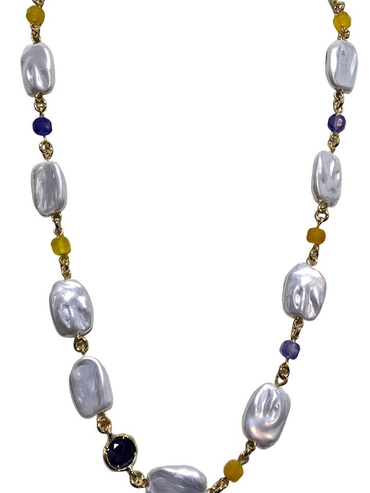 Halskæde med flade perler i flerfarvet krystal for engroshandel hos L'OFFICIEL SRL