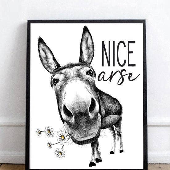 Beau cul âne avec des marguerites corps entier pour la vente par Lettered & Lined