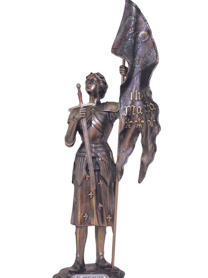 St. Joan of Arc Statue in Cold Cast Bronze 11" for wholesale by Goldscheider of Vienna
