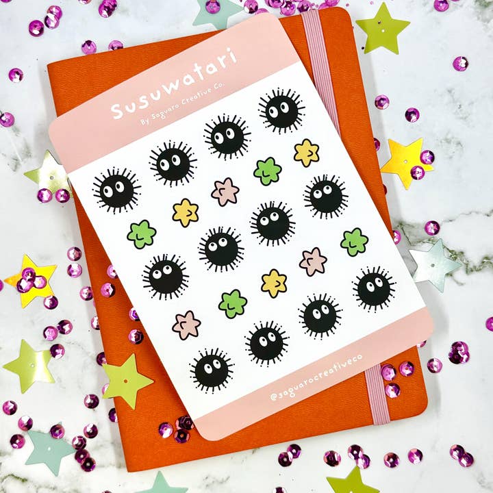 Hoja de pegatinas Susuwatari Soot Sprite para venta al por mayor de Saguaro Creative Co.