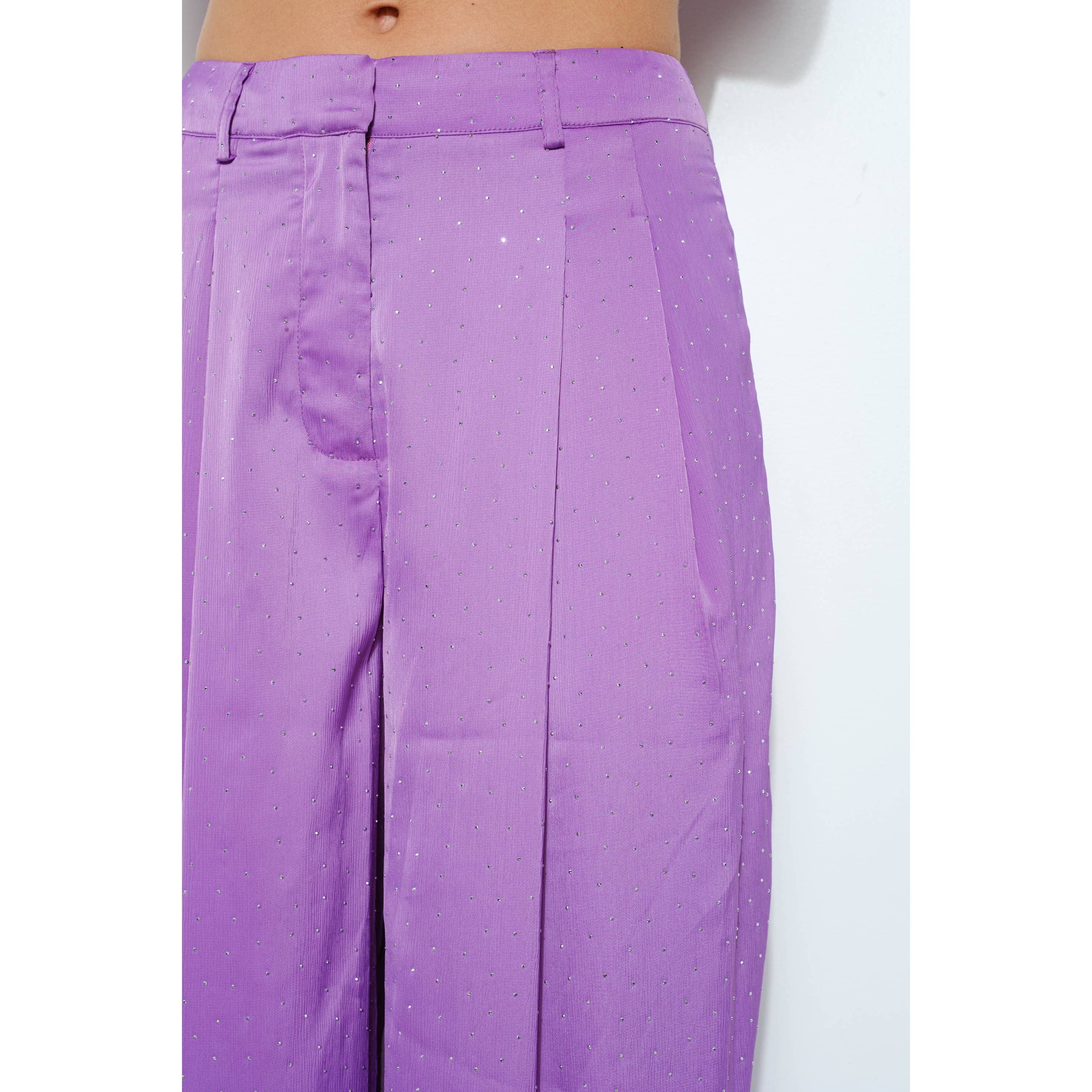 INA - Vente Pantalon – femme - Pantalon large à taille haute en strass6