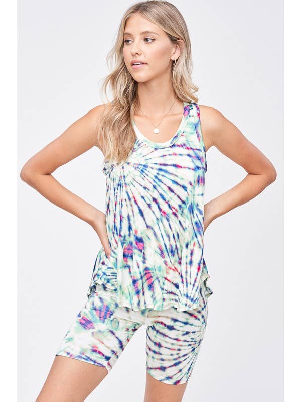 Lemon Tree - Wholesale Lounge Set - Women's - Tie dye tank top lounge wear set2