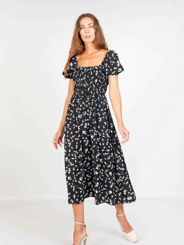 ZWARTE BLOEMEN JURK voor wholesale door SOHUMAN