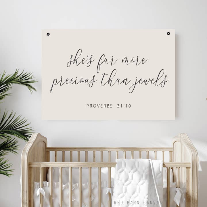She's far more precious than jewels for wholesale by Red Barn Canvas