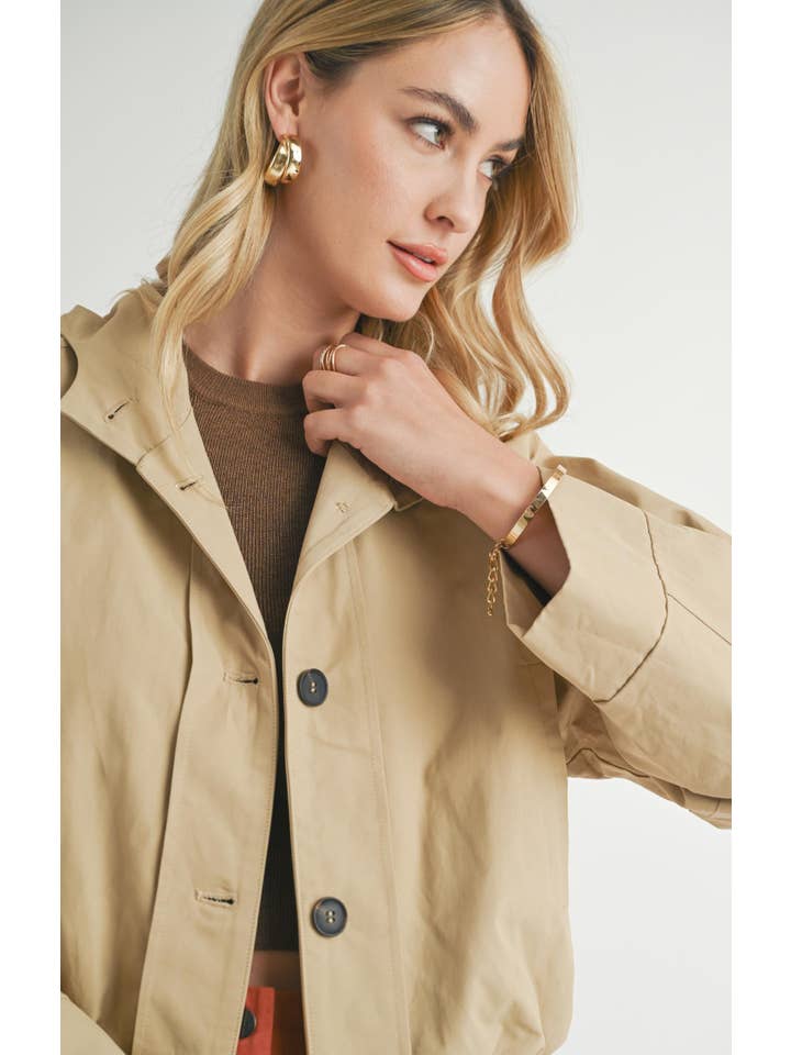 Sadie & Sage - Wholesale Jacket - Women's - Olsen Buttoned Jacket W Hood: KHAKI