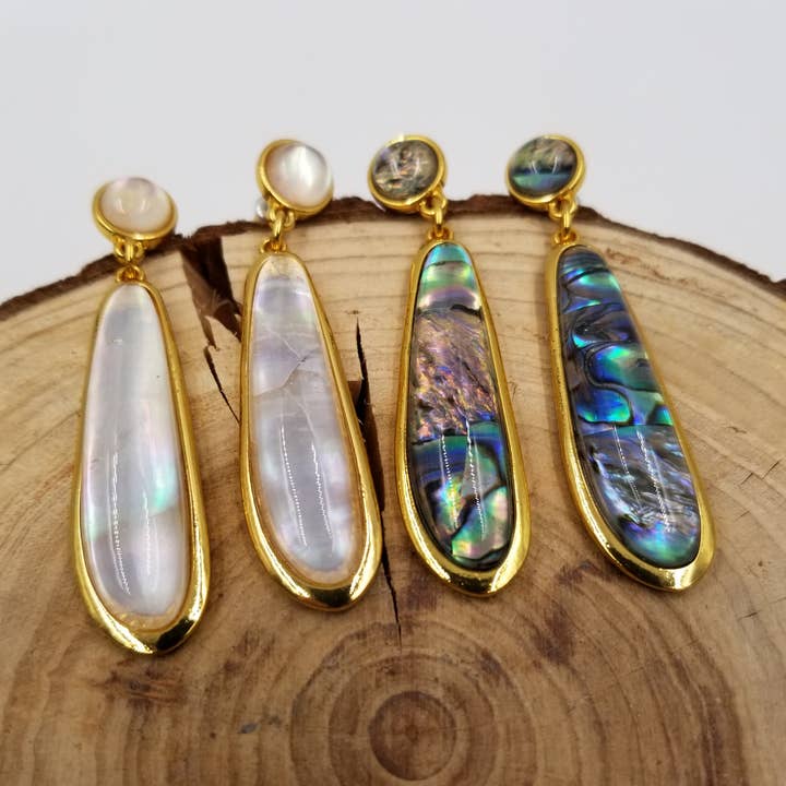 Ocean Abalone Shell Beach Holiday Earrings for wholesale by CHAKRA JEWELRY