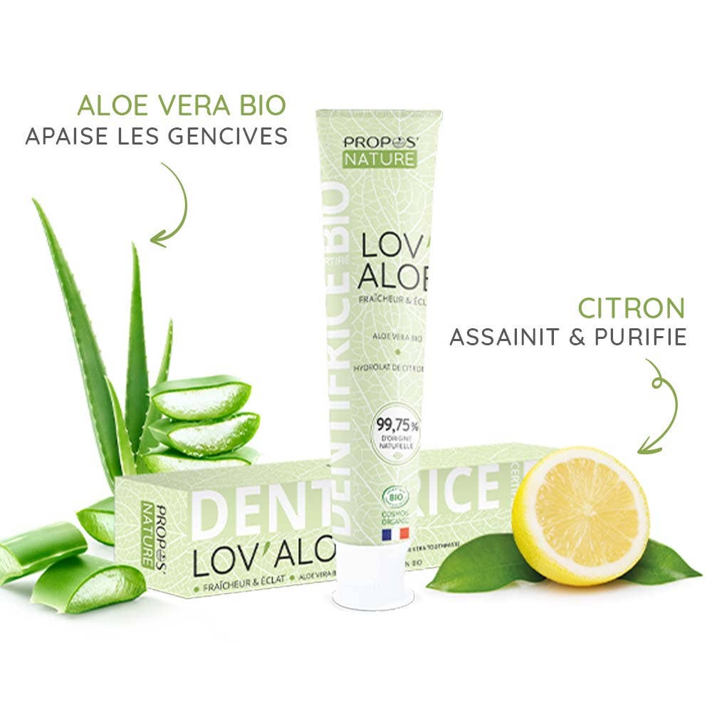 Propos'Nature – wholesale Toothpaste – Organic Toothpaste Lov'aloe-Aloe Vera & Lemon -Fluoride-Free- 75ml2