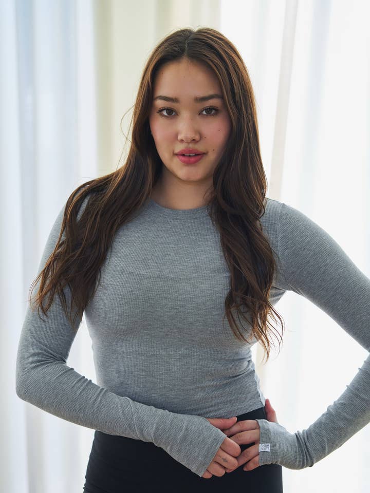 The Ribbed Long Sleeve Tee for wholesale by LUCKY HONEY