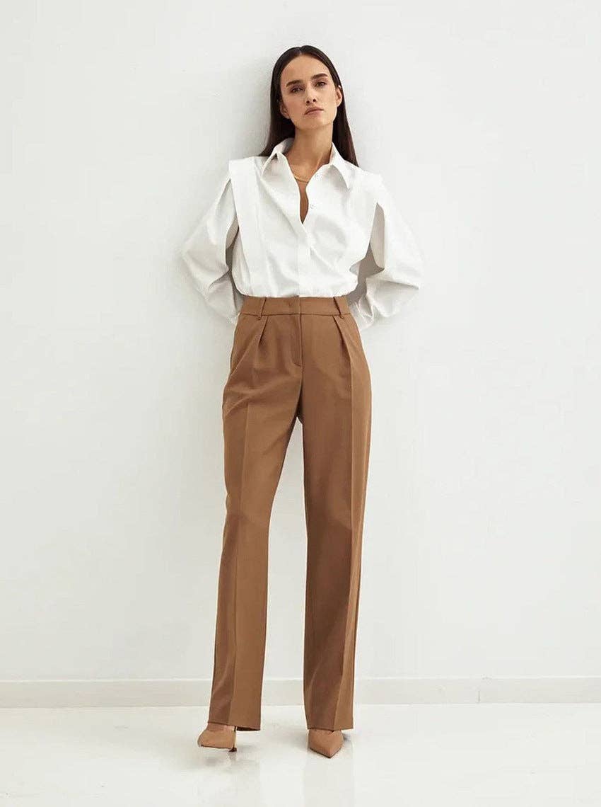 Marayn – Camisa com botões no colarinho – Mulher por atacado – Blusa Branca de Outono Estilo Moderno Chique e Descontraído21