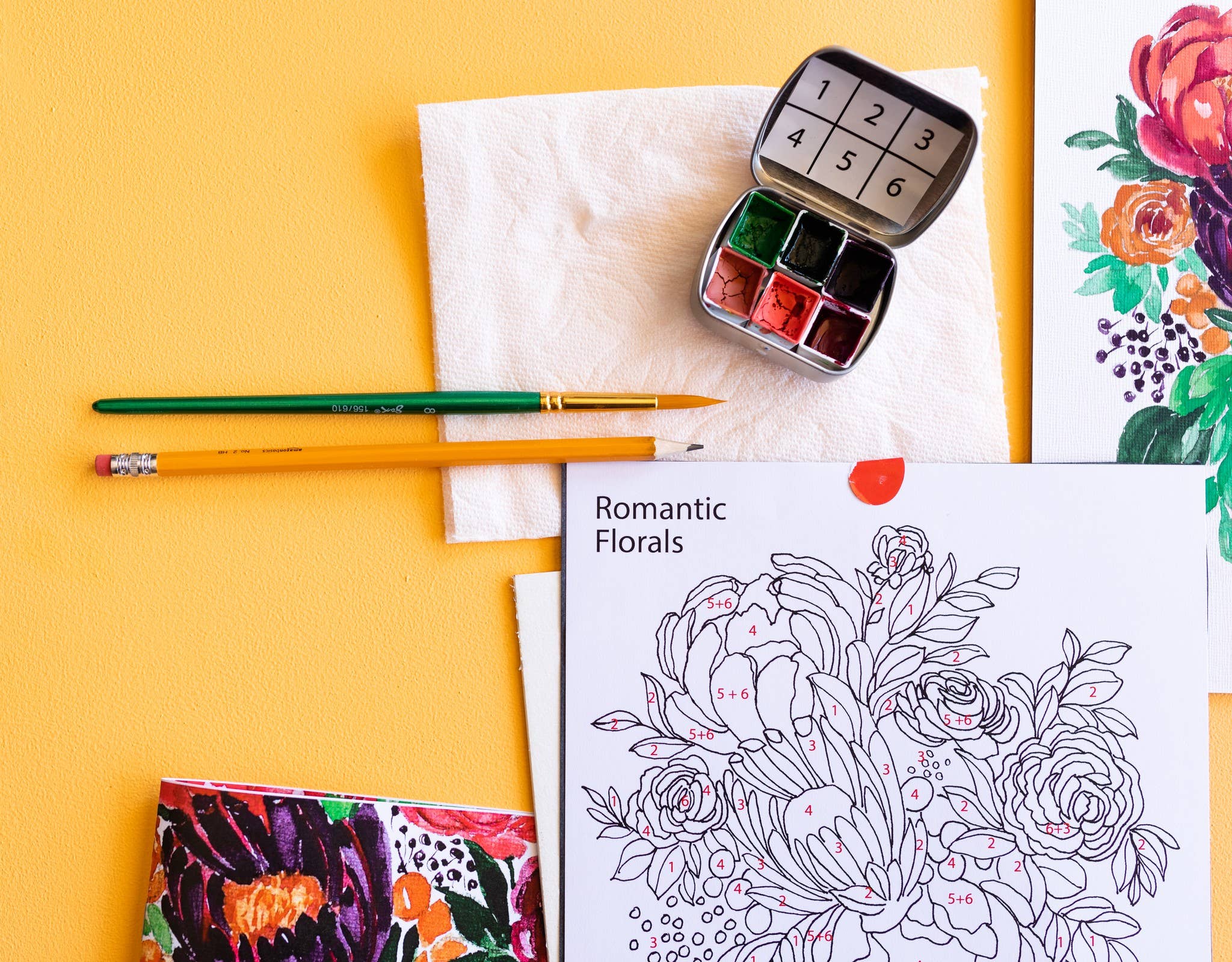 Pink Puddle Studio - Wholesale DIY Craft Kit - Romantic Flowers Peony Watercolor Paint by Number DIY Kit2