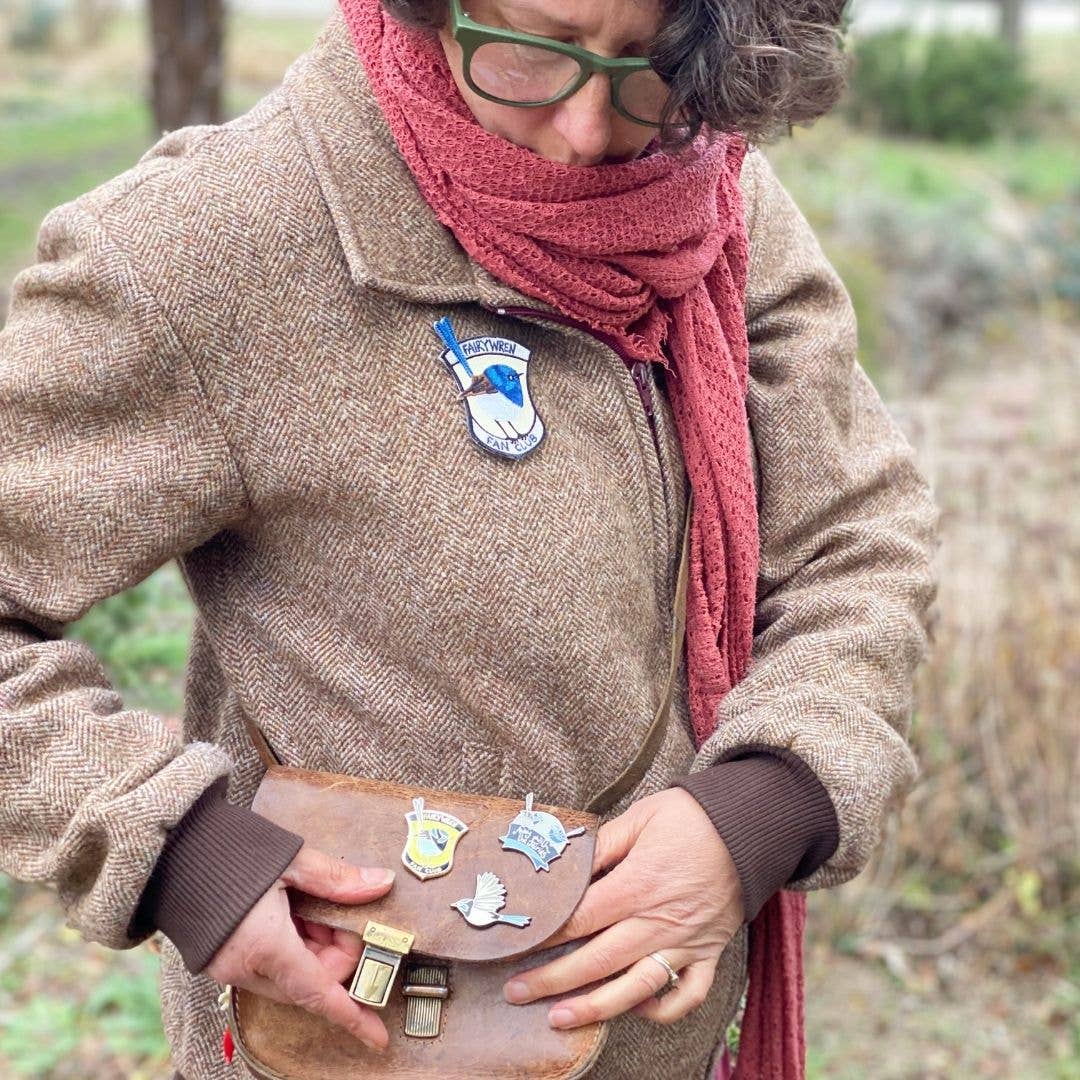 Bridget Farmer Printmaker - Wholesale Lapel pin/button - Superb Fairywren In Flight - Enamel Pin9