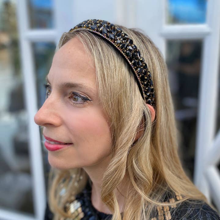 QueenMee Accessories - Wholesale Fashion headband – women's - Sparkly Headband Black Hair Band Rhinestone Alice Band2