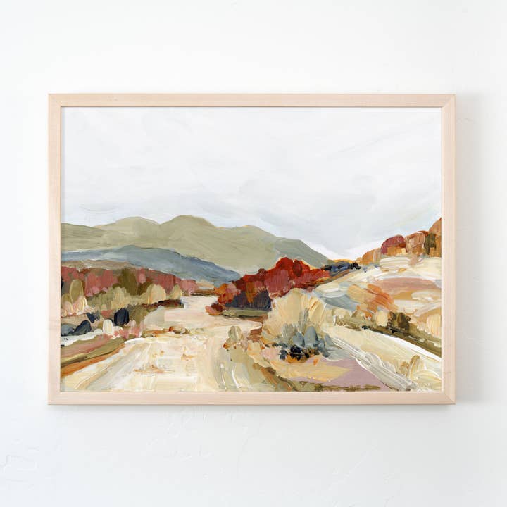Warm Autumn Desert Art Print - Joshua Tree Riverbed for wholesale by Laurie Anne Art