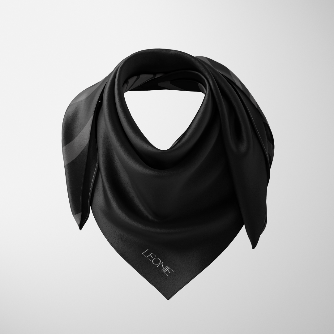 Leonie - Wholesale Scarf - Women's - Ebony Wave, 90cm Silk Scarf1
